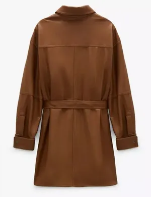 Zara Faux Leather Shirt Jacket thumbnail 4
