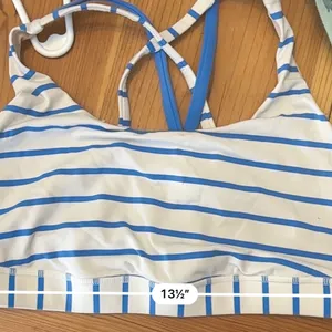 Lululemon Striped Blue and White Crisscross Sports Bra thumbnail 4