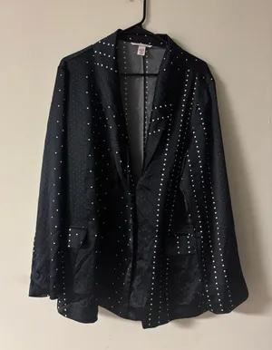 Victoria’s Secret Pajama Top XL Black White Polka Dot Blazer Button Front thumbnail 1