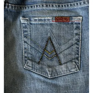 7 For All Mankind‎ A Pocket Jeans Womens Size 26 Light Wash Rhinestone Flare Y2K thumbnail 2