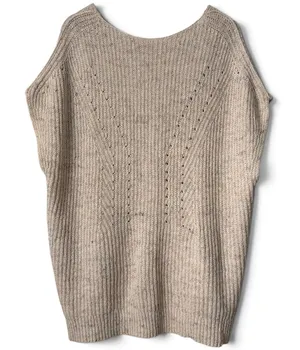PILCRO Oversized Oatmeal Marl Knit Sweater Vest Deep V-Back Strap MEDIUM thumbnail 1
