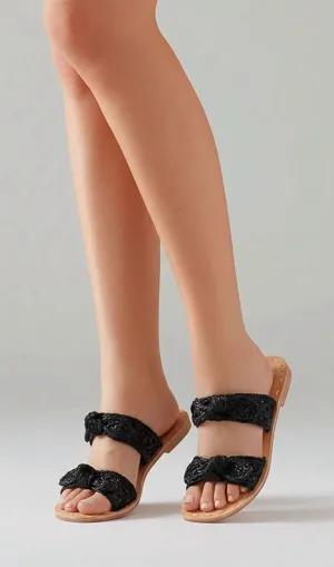 Dolce Vita Raffia Sandals 7.5 Black thumbnail 1