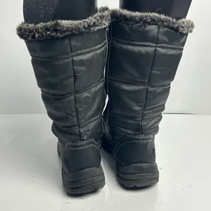 Totes Emily Black Faux Fur Trim Winter Snow Boots Size 8M Side Zip LaceUp Flaw thumbnail 10