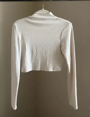 Princess Polly Cropped Long-Sleeve Mock Neck Top - White thumbnail 1