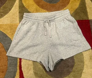 Gap Logo Fleece Lounge Sweat Shorts Grey Drawstring 3” Women’s Size Small thumbnail 1