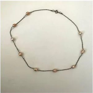 Silver tone pearl dainty choker necklace Silver thumbnail 3