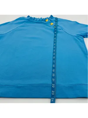 NWOT Talbots Cornflower Blue Sweatshirt with Gold Buttons, Size M thumbnail 8
