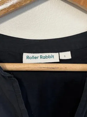 Roller Rabbit Tiered Cotton Silk Blend Dress Size Small Black Long Sleeve thumbnail 3