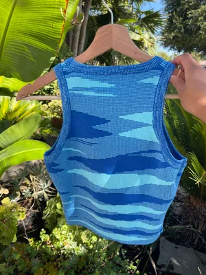 Beginning Boutique Blue Knit Tank Top thumbnail 4