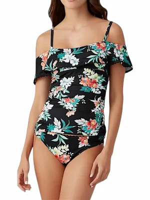 Tommy Bahama Floral Springs Flounce Tankini Top Swim Size XS thumbnail 1