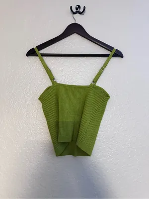 NWT $18 Wild Fable • Crop Top • Green • Adjustable Straps • M thumbnail 7