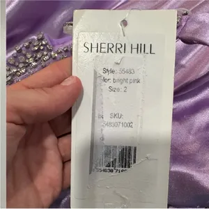 Sherri Hill 55367 Draped One Shoulder Gown Lilac Size 2 thumbnail 7