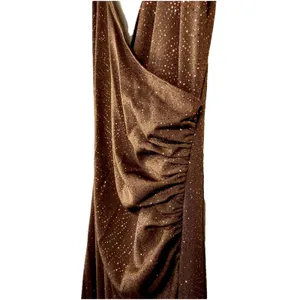 Vintage Lipstick Brown Glitter Asymmetrical Halter Dress Size M USA thumbnail 4