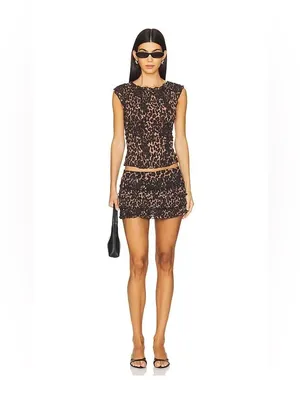 Lioness Match Point Mini Skort and Uno Tie Top Set in Leopard S / M thumbnail 3