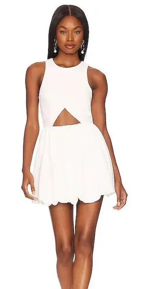 NEW NBD Armelle mini dress white bubble hem size XS thumbnail 1