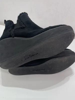 Sam Edelman Black Wedge Chunky Boots Women 10 Suede Bootie Faux Fur Trim Grunge thumbnail 5