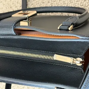 Kate Spade NY Phoebe Black Grained Leather Satchel with Gold Accents thumbnail 9