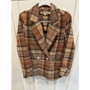 Free People Mari Plaid Vintage Oversize Blazer Jacket Wool Academia Preppy thumbnail 2