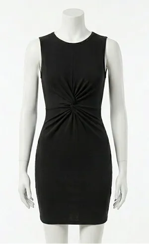 Ouges Black Twist Front Ruched Bodycon Mini LBD Sleeveless Cocktail Dress Size M Size M thumbnail 1