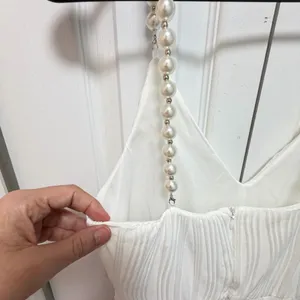 ✨ NWT RIHOAS White Textured Plissé Mini Dress w/ Pearl Straps (Size XS) 🤍 thumbnail 18