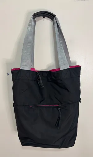 Lifetime Fitness Black Nylon Tote Bag Pink Lining Gym Travel Work Shoulder Bag thumbnail 1