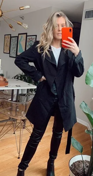 H&M Black Trench Coat thumbnail 3