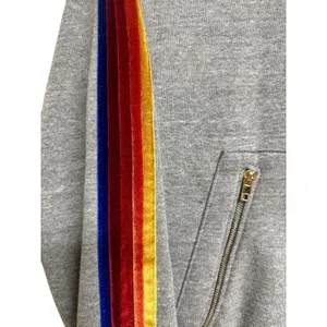 Aviator Nation Velvet Striped Pullover‎ Hoodie Gray Size Small thumbnail 8