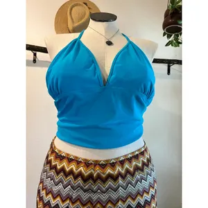Y2K Deb Teal Blue Halter Tank Top Size Large to XL thumbnail 9