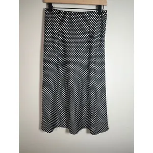 J.Crew Black White Polka Dot Midi Skirt High Rise A-Line BU218 XS thumbnail 3