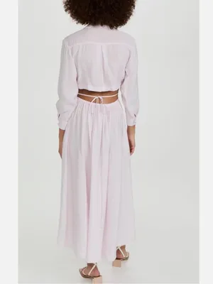 Young Fabulous and Broke Derby Cut Out Poplin Shirt Maxi Dress Light Baby Pink thumbnail 2