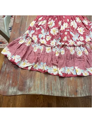 Free People Bali Wild Daisy Mini Dress Ruffle Straps Slip Renaissance Red Small thumbnail 5