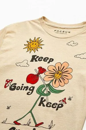 Pacsun 100% Cotton Keep Going Growing Make Waves Crew Neckline Novelty T-Shirt M thumbnail 1