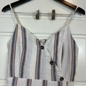 American Eagle AEO Linen Blend Striped Button Front Mini Dress Size Medium thumbnail 6