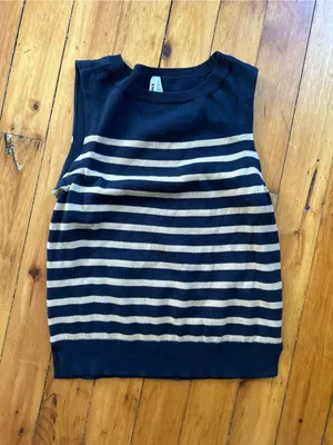Pact Classic Fine Knit Shell medium Encinitas Stripe Midnight organic cotton thumbnail 3