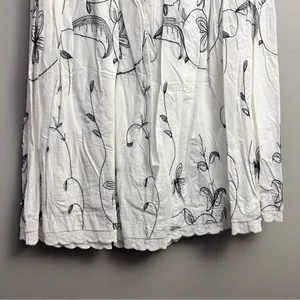 JUNO Vintage Look Embroidered White Midi Skirt Sz M thumbnail 7