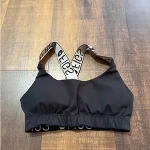 FIGS Black Sports Bra Crossback Logo Straps Medium Support Size XS thumbnail 2