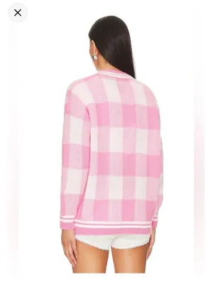 More to Come Revolve Bonnie Pink Plaid Cardigan Sweater XS thumbnail 4