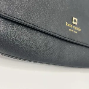Kate Spade Crossbody Bag Black Purse Gold Chain Detail Snap Cow Hide Leather thumbnail 6