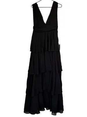NWT Lulus Amazing Evening Black Tiered Maxi Dress - Size: Medium thumbnail 2