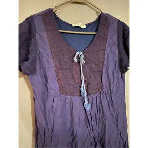Lapogee Blue Pinkish Short Sleeve Slip Overlay With Tassel Size XL thumbnail 4