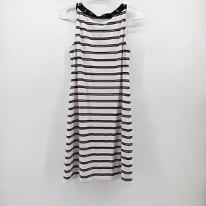White House Black Market Striped Keyhole Grommet Dress XXS Black White Dress thumbnail 2