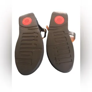 FitFlop Women's Lulu Leather Toe-Post Thong Sandals 7 Black Micro Wobbleboard thumbnail 4