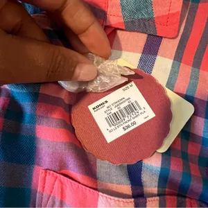 SO Perfect Shirt Pink &‎ Blue Plaid Soft Rayon Relaxed Fit Button Front Size M thumbnail 11