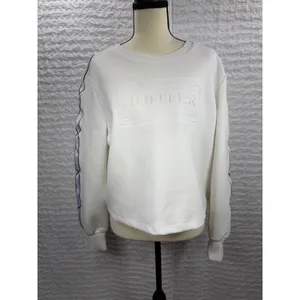 Hunter for Target Womens L White Cropped Embossed Logo Tape Sleeve Sweatshirt thumbnail 2
