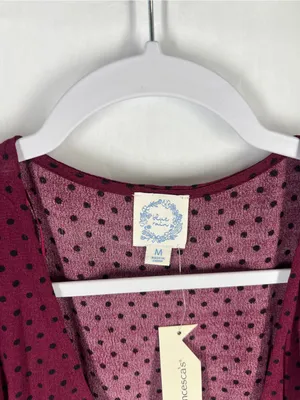 Blue Rain Burgundy Polka Dot Wrap Mini‎ Dress thumbnail 3