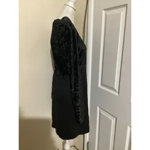 French Connection Black Velvet Lace Sheer Illusion Long Sleeve Dress Size 12 thumbnail 3