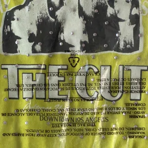 NWT DAYDREAMER The Cut Rhinestones Reverse‎ GF Tee in Sour Apple Green thumbnail 7