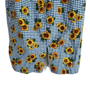 Cosmopolitan Sunflower Gingham Sheath Dress Blue White Floral Retro Size 2 thumbnail 5