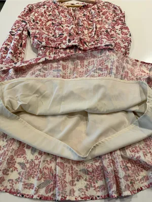 Tie-Neck Smocked Waist Mini Dress Pink Floral Size Medium‎ thumbnail 10