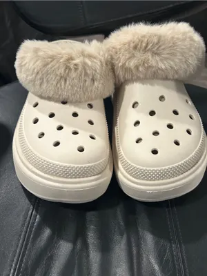 CROCS Cream Faux-Fur Lined Platform Clog Mules thumbnail 5